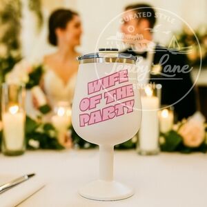 ORCA Vino White Wife Of The Party 15oz Insulated Stainless Steel Wine Cup w/ Lid